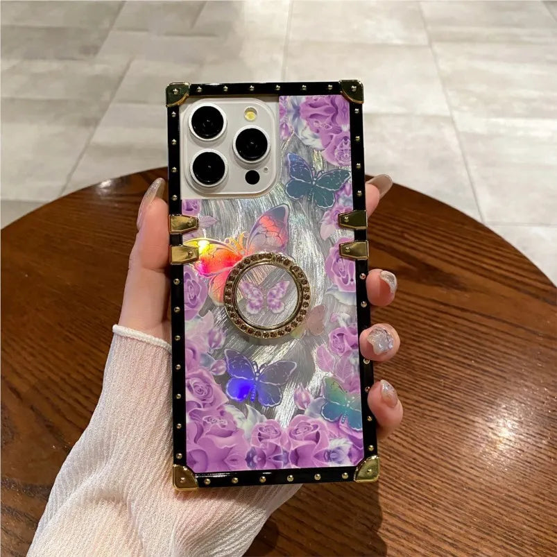 Luxury Phone Case Ring Funda For Moto G Stylus 5G 2024 Motorola G Power 2023 One 5G Ace Play 2022 Pure Women Lanyard Gold Cover