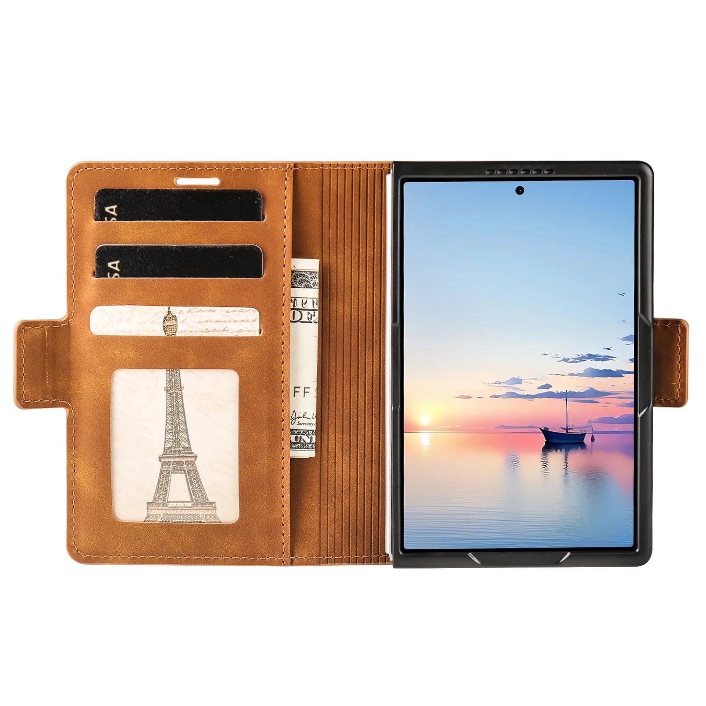 Luxury Business Flip Card Slot Wallet Leather Phone Case‌ for Samsung Z Fold 8 Wide Shockproof Book Stand Comfortable Grip Cover