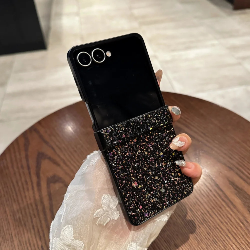 Z Flip7 Case Luxury Bling Sequin Glitter Sequin Phone Case for Samsung Galaxy Z Flip 7 6 5 4 3 5G Hinge Protection Hard PC Cover