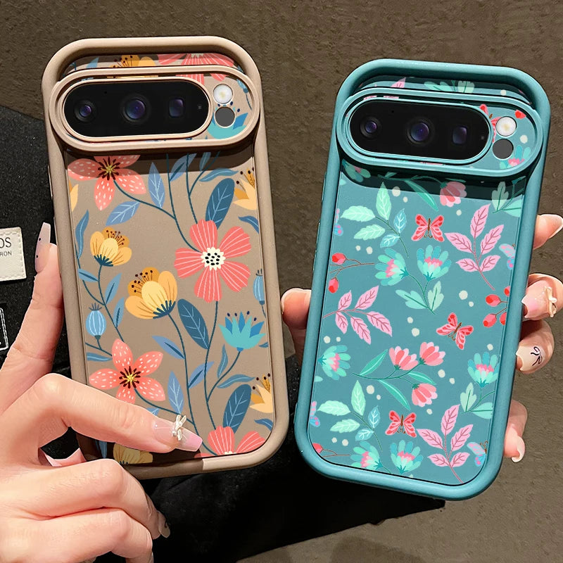 Shockproof Colorful Flower Soft TPU Case For Google Pixel 8 Pro 8A 7A Pixel 9 Pro XL Solid Color Phone Cover For Pixel 8 9 7 Pro