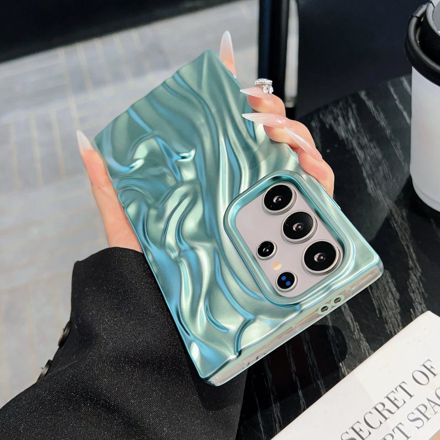 3D Plating Wave Wrinkle Matte Solid Color Case For Samsung S25 S24 Plus S23 Ultra FE A56 A36 A26 A16 A06 A55 A35 A25 Soft Cover