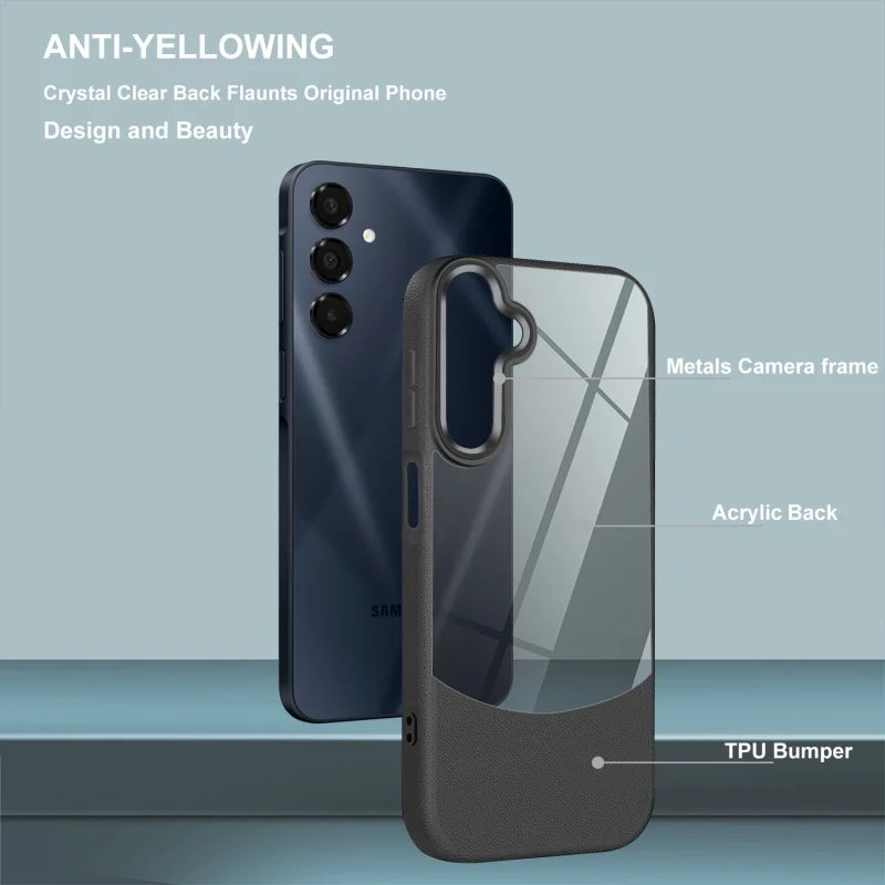 Leather+Acrylic Shockproof Phone Case For Samsung Galaxy S25 S24 S23 FE S22 Ultra A55 A54 A05S A16 A25 A35 A35 A56 A15 A34 Cover