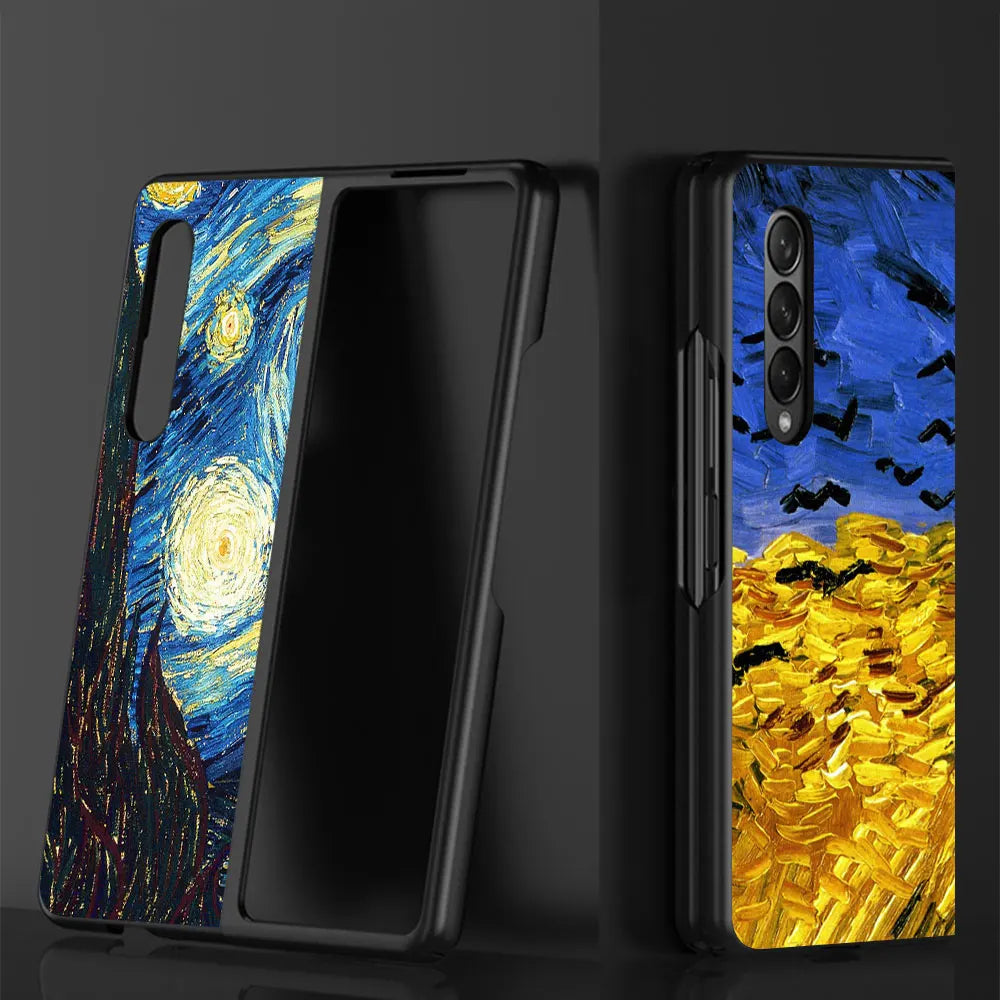 Van Gogh Cases for Samsung Galaxy ZFold4 Z Fold5 ZFold6 5G Z Fold4 Z Fold3 Protection Capa Shockproof Cover Black
