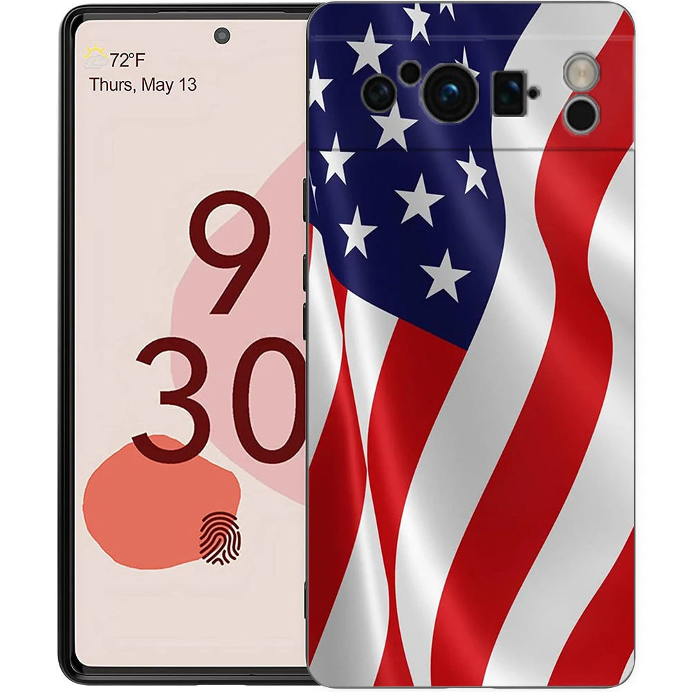 Phone Case Cover for Google Pixel 9 8 7 6 9A 8A 7A 6A Pro 10 9 Pro XL Soft TPU Shockproof Shell Capa American United States Flag