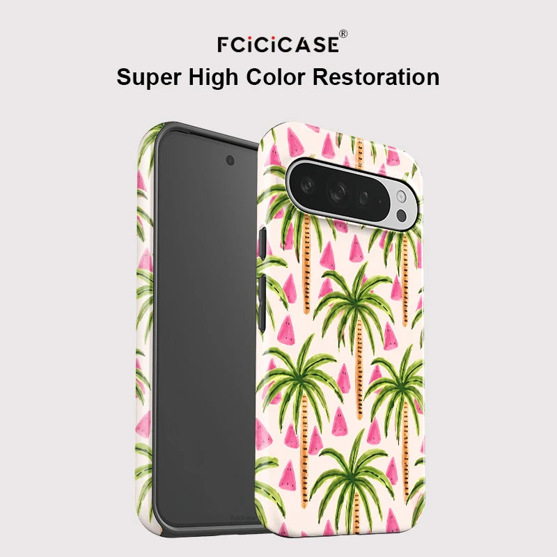 Fcicicase Coconut Tree Print Phone Case For Google Pixel 10A 10 8 9 Pro 10 9 Pro XL 7A 8A Matte Anti-Drop Acrylic Back Cover