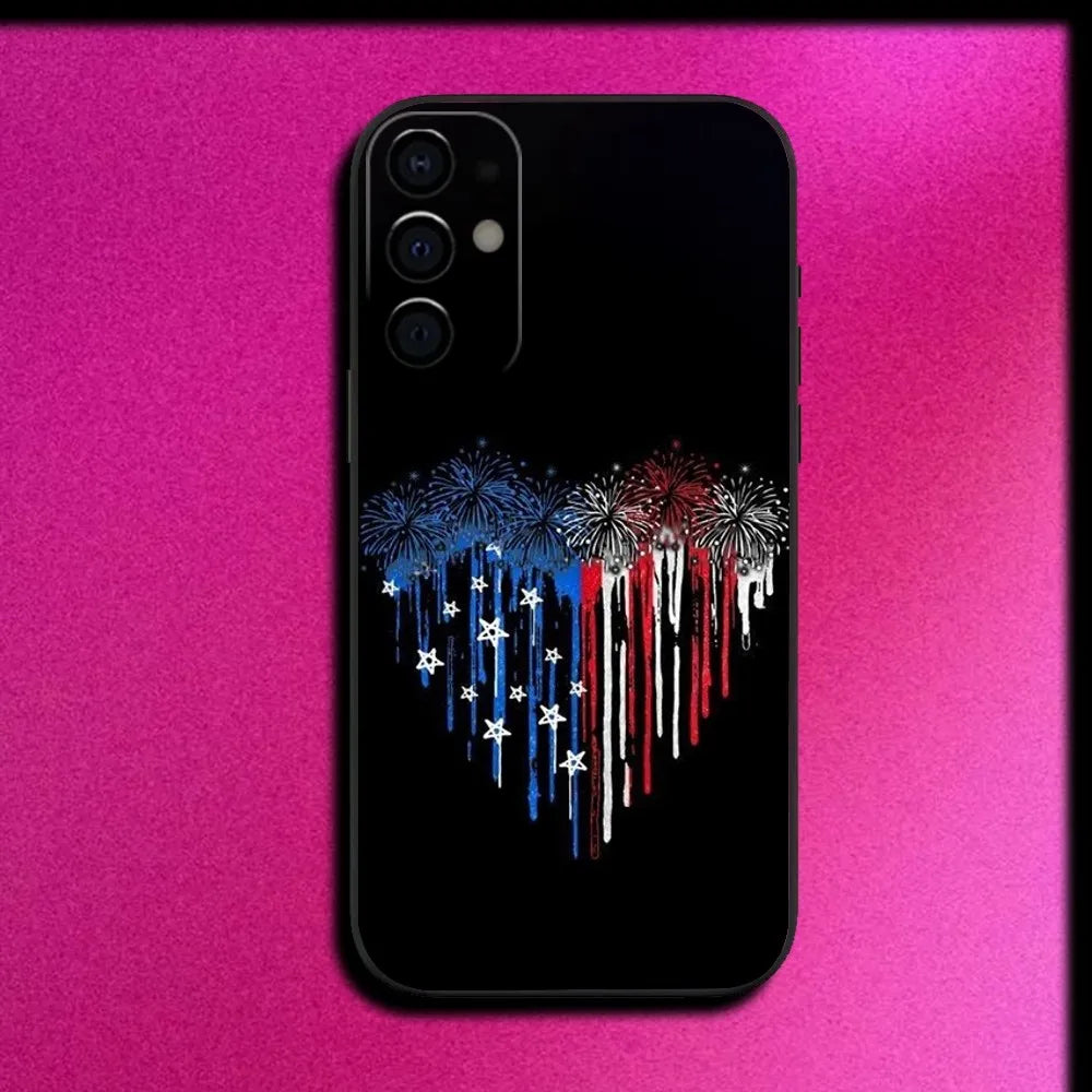 America USA Flag Phone Case For Samsung S25,S24,S21,S22,S23,S30,Ultra,S20,Plus,Fe,Lite,Note,10,9,5G Black Cover