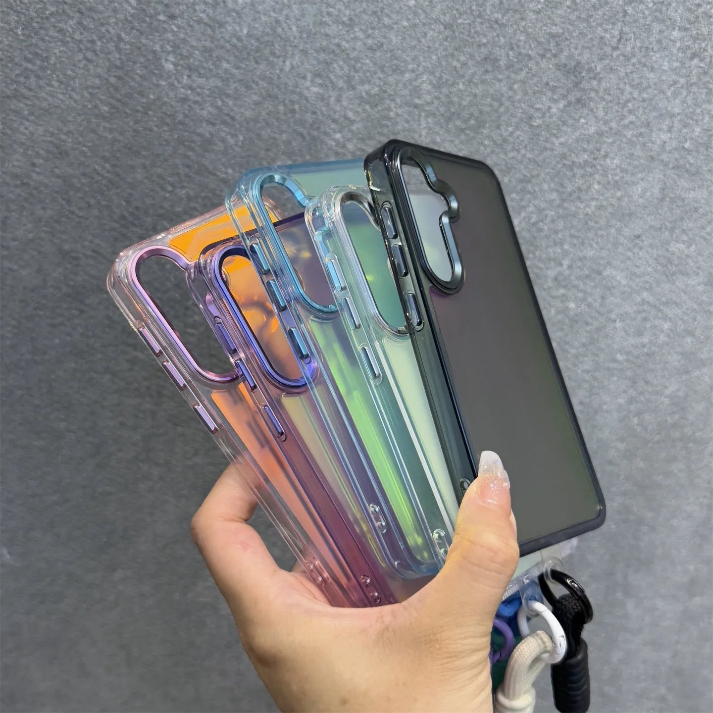 Aurora Matte Wrist Strap Case for Samsung Galaxy S26 S25 Ultra S24 S23 FE S22 Plus A55 A56 A16 A54 A35 A15 Lanyard Hard Cover