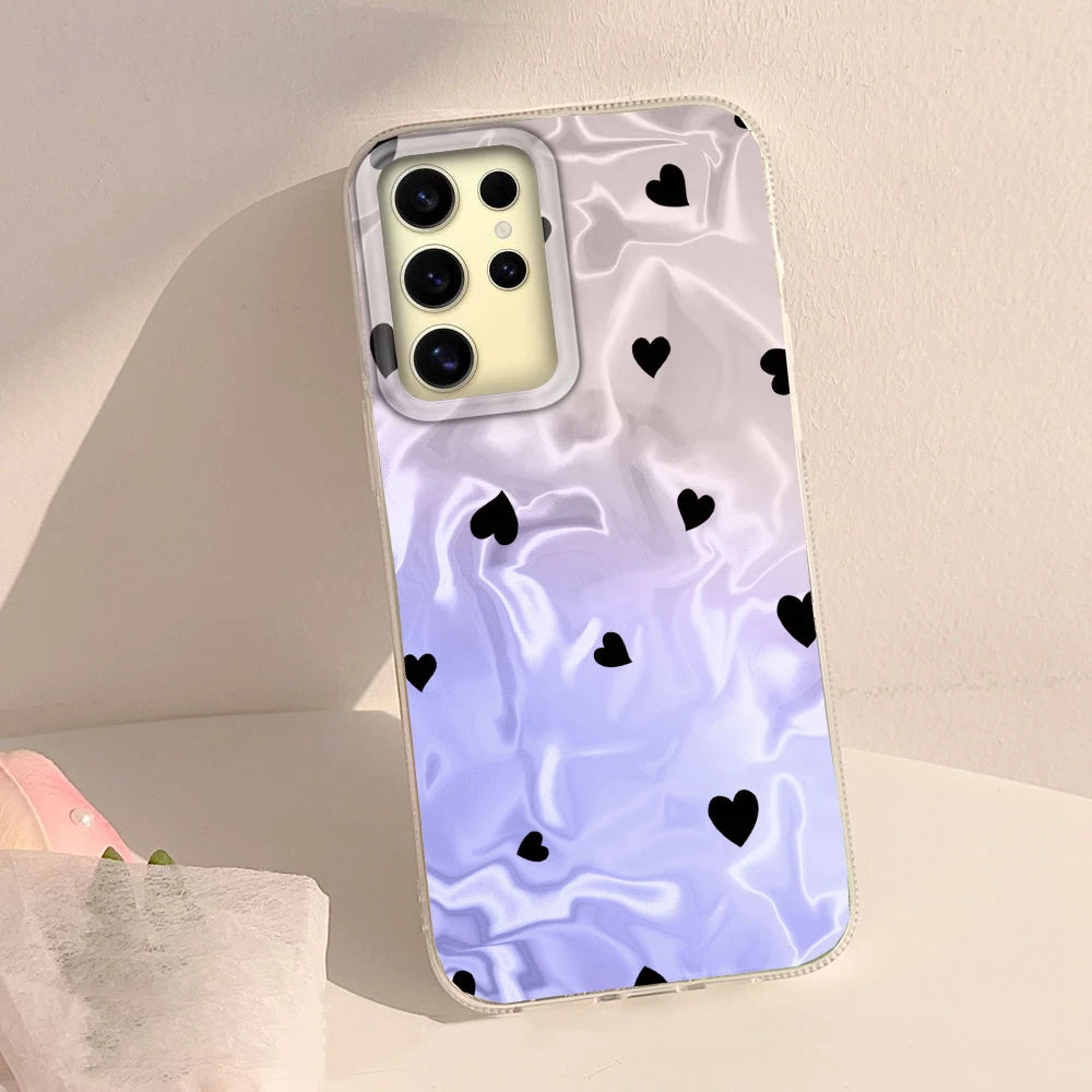 Pink Heart Love Women Girls Pattern Phone Case For Samsung Galaxy S24 S22 S23 S25 Edge S21 Plus S20 FE Ultra Shell Back Cover