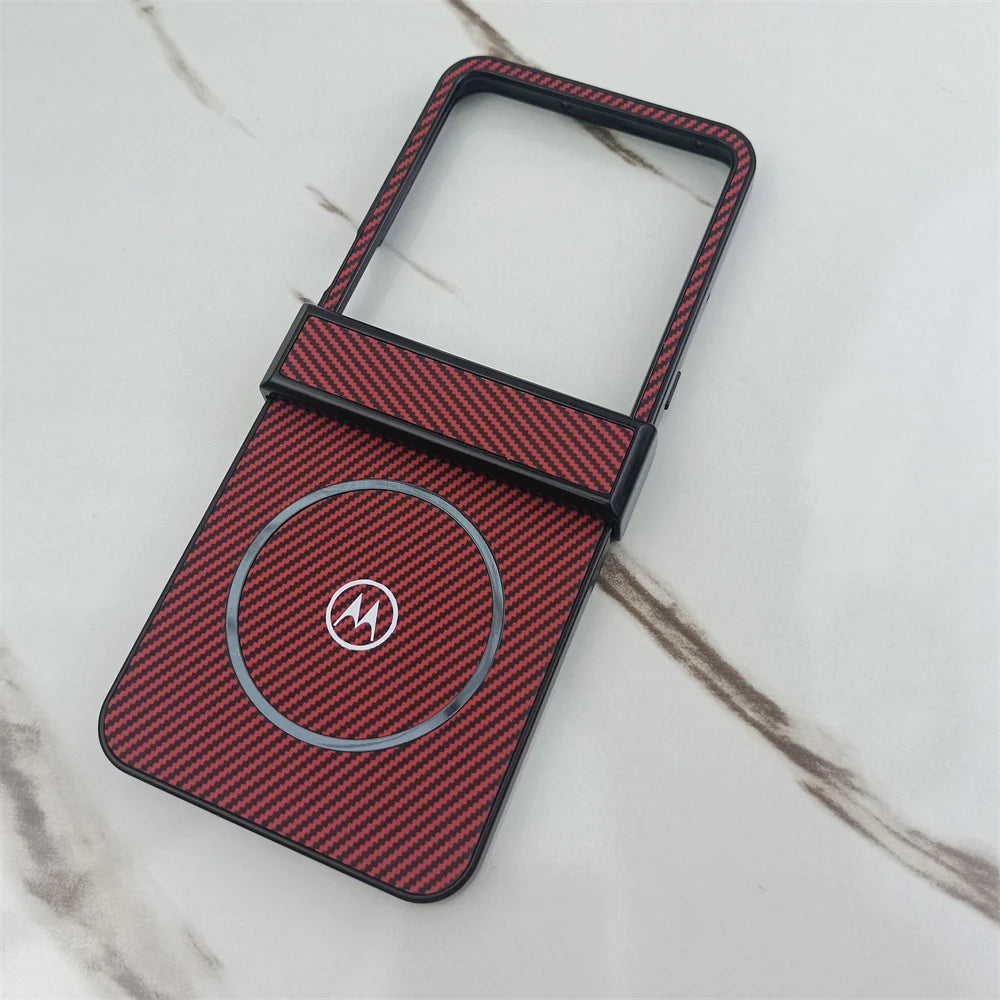 Matte Hard Carbon Fiber Texture Pattern Magnetic Case For Motorola Razr 60 50 Ultra Razr60 For Magsafe Wireless Charging Cover