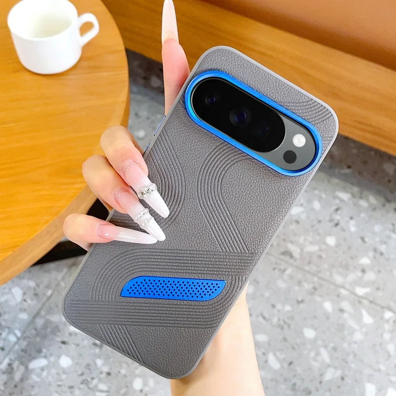 Blue Ventilated Phone Case For Pixel 11 Pro Google 11 10a Pixel 10 Pro XL 9a 9 Lens Ring Raised Protective Cover