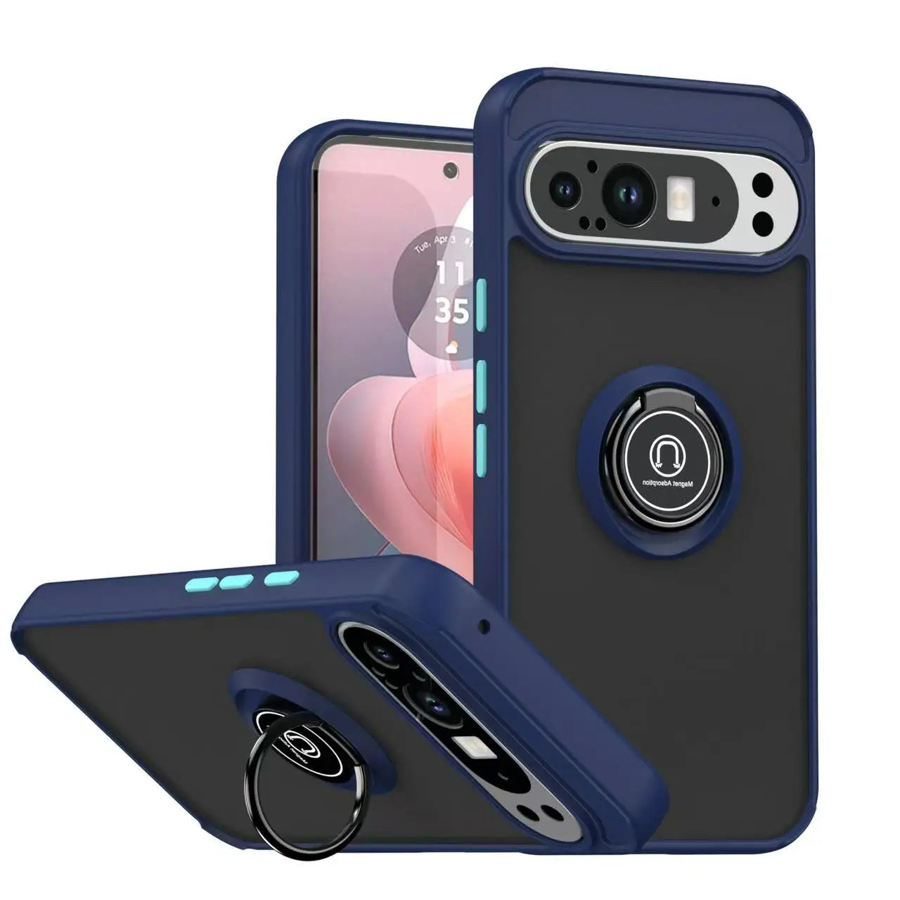 For Google Pixel 9A 8A 7A Armor Matte Car magnetic Cover For Google Pixel 10 9 Pro XL Pixel 7 8 Pro Ring Stand Shockproof case