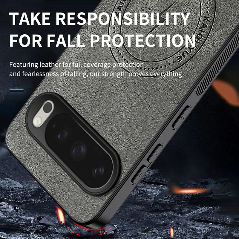 For Google Pixel 10 Pro XL Case Luxury PU Leather Skin Magnetic Magsafe Protective Back Cover For Pixel 10 9 8 7 6 Pro 9A Shell