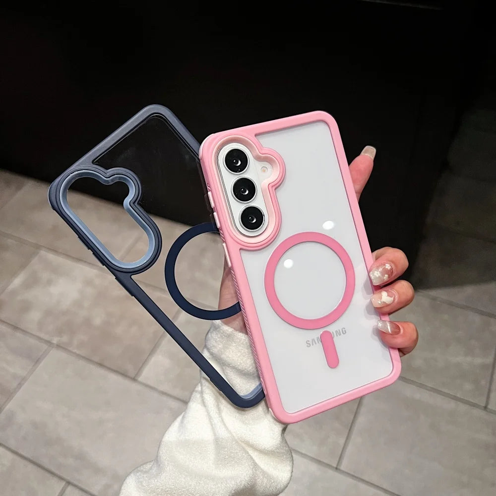 for Magsafe Transparent Case for Samsung Galaxy S23 S24 S25 FE S26 Ultra Plus A57 A56 A36 A25 A05S Detachable 2in1 PC Hard Cover