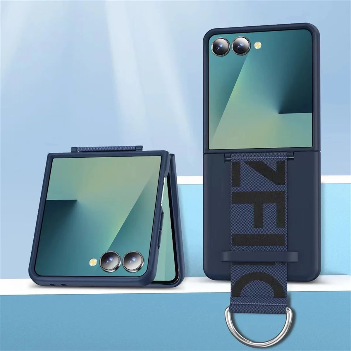 Wrist Strap Ring Holder Phone Case for Samsung Galaxy Z Flip 7 6 5 Luxury Matte PC Shockproof Hand Chain Band ZFlip 7 FE Cover