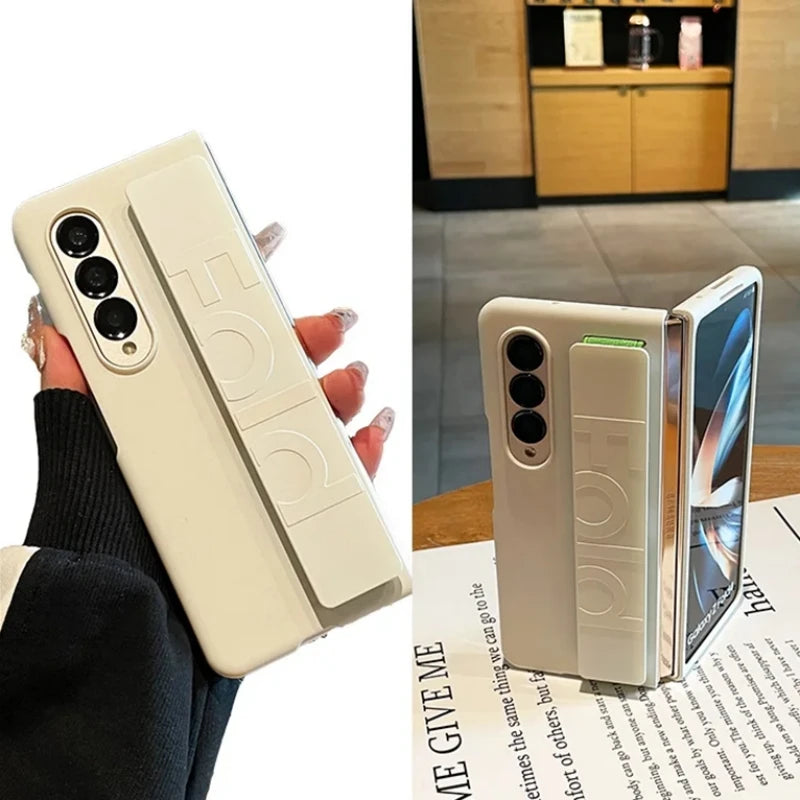 Luxury Soft Silicone Wrist Strap Holder Phone Case For Samsung Z Fold 5 zfold4 Fold3 ZFold6 Cases Ultra Thin Matte Hard PC Cover