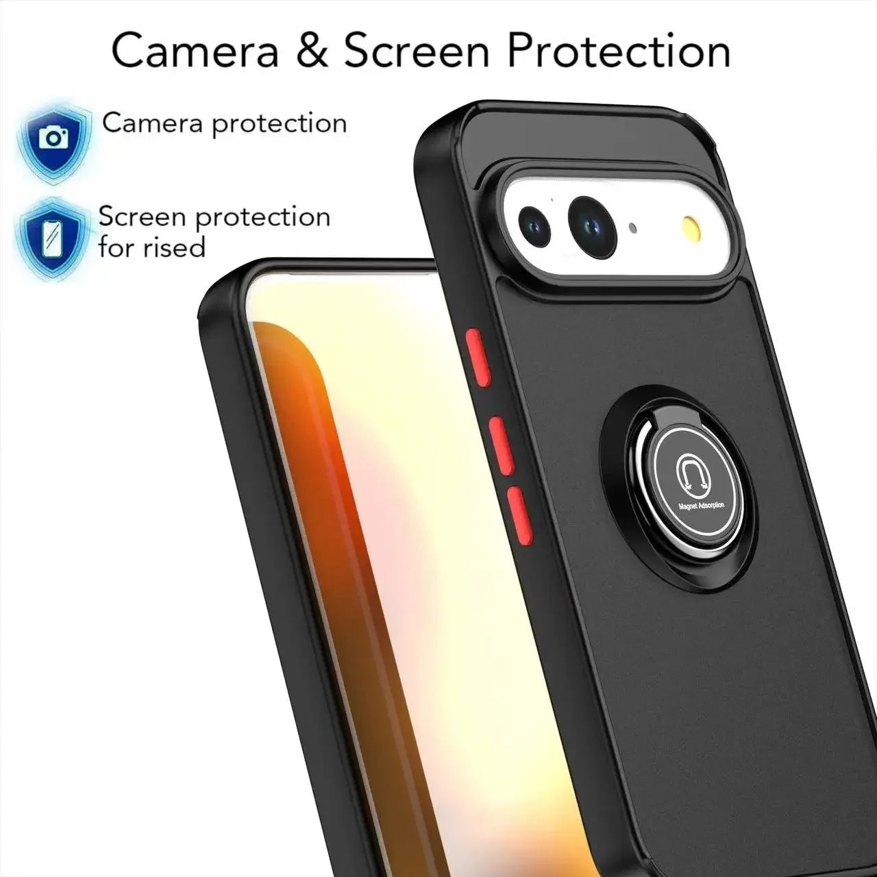 For Google Pixel 9A 8A 7A Armor Matte Car magnetic Cover For Google Pixel 10 9 Pro XL Pixel 7 8 Pro Ring Stand Shockproof case