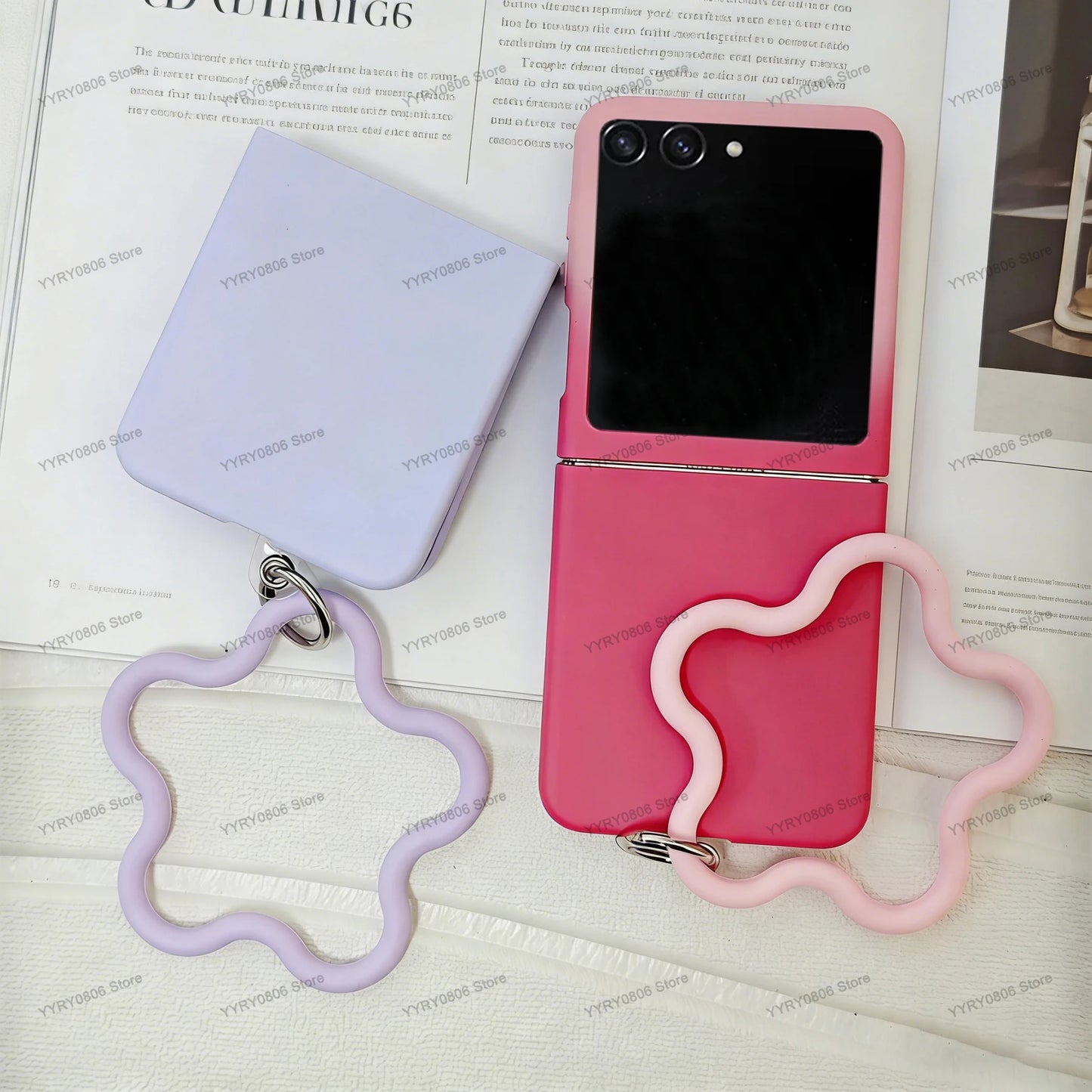 Cute Korean Gradient Color Case with Silicone Star Bracelet for Motorola Razr70/60/50 Ultra Razr60 Pro Razr 70/60/50 Back Cover