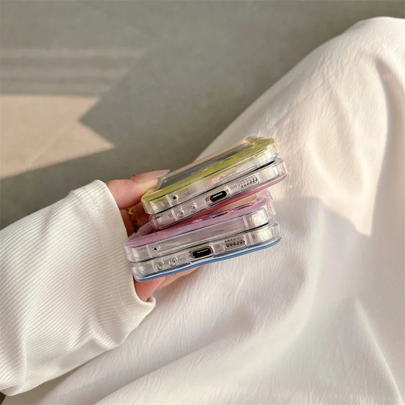 Phone Case For Samsung Galaxy Z Flip 3 4 5 Gradient Cards Wave Shockproof Cover For Samsung Z Flip3 Flip4 ZFlip5