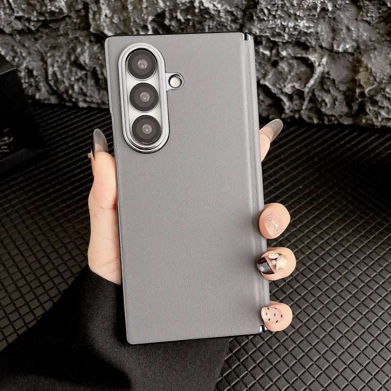 For Samsung Galaxy Z Fold 7 Case Luxury Leather Magnetic Center Axis Back Cover For Galaxy Fold7  Simple Shockproof Bumper Funda