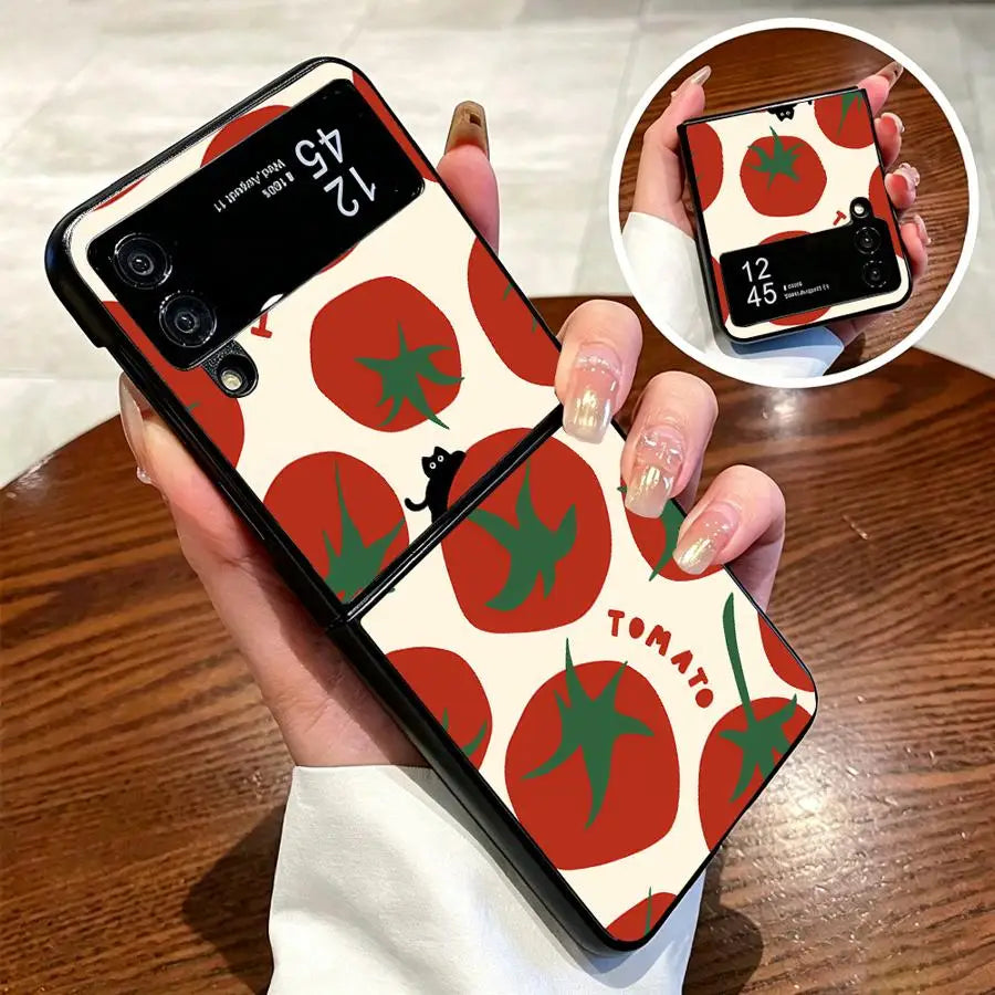 Red Tomato Print Case for Samsung Galaxy Z Flip 7 6 5 4 3 Z Fold 7 6 5 4 3 Phone Cover