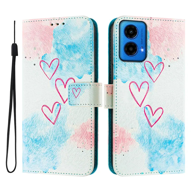 5G Leather Phone Case For Motorola MOTO G 5G 2025 MotoG Stylus 2024 2023 2022 2021 Flip Cover Wallet Magnetic Painted Cases Bear