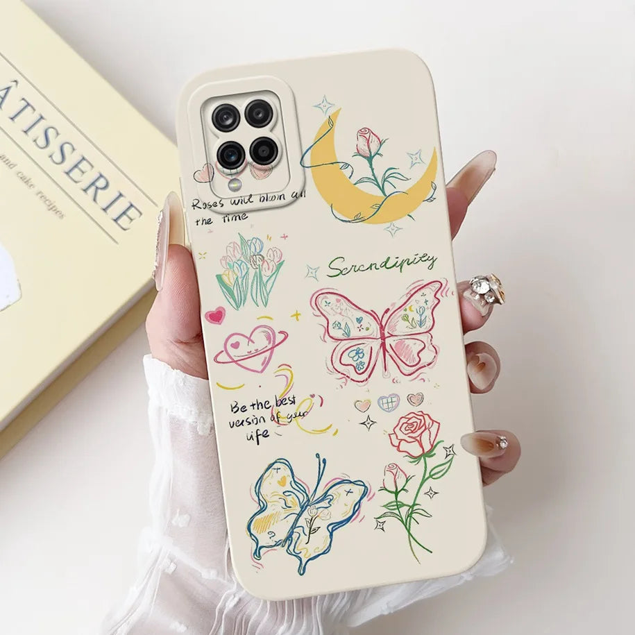Case For Samsung Galaxy A22 M22 M32 4G Case SM-A225F SM-M225F SM-M325F Shockproof Cover Fashion Painted Soft Silicone Phone Capa