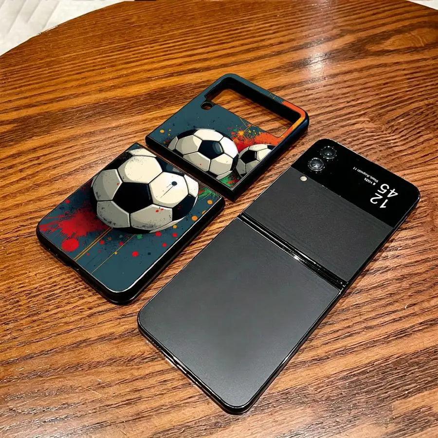Phone Cover Case for Samsung Galaxy Z Fold 7 6 5 4 3 Z Flip 7 6 5 4 3 Soccer Ball Art