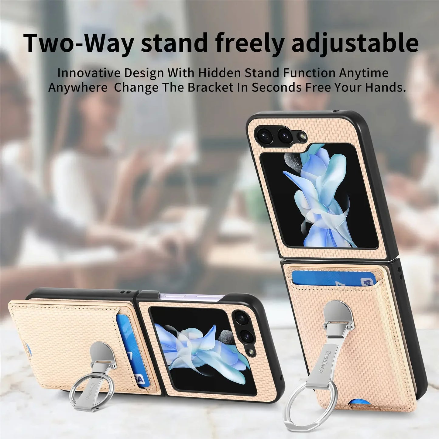 Ring Card Holder Wallet Flip Phone Case for Samsung Galaxy Z Flip 7 6 5 4 3 2 Flip7 Flip6 Flip5 Flip4 Flip2 5G PU Leather Cover