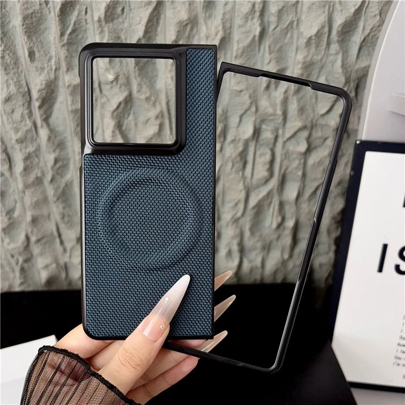 Case For Motolora Razr Fold Moto Razr 2026 For MagSafe Magnetic Nylon Woven Matte Leather Skin-friendly Cover