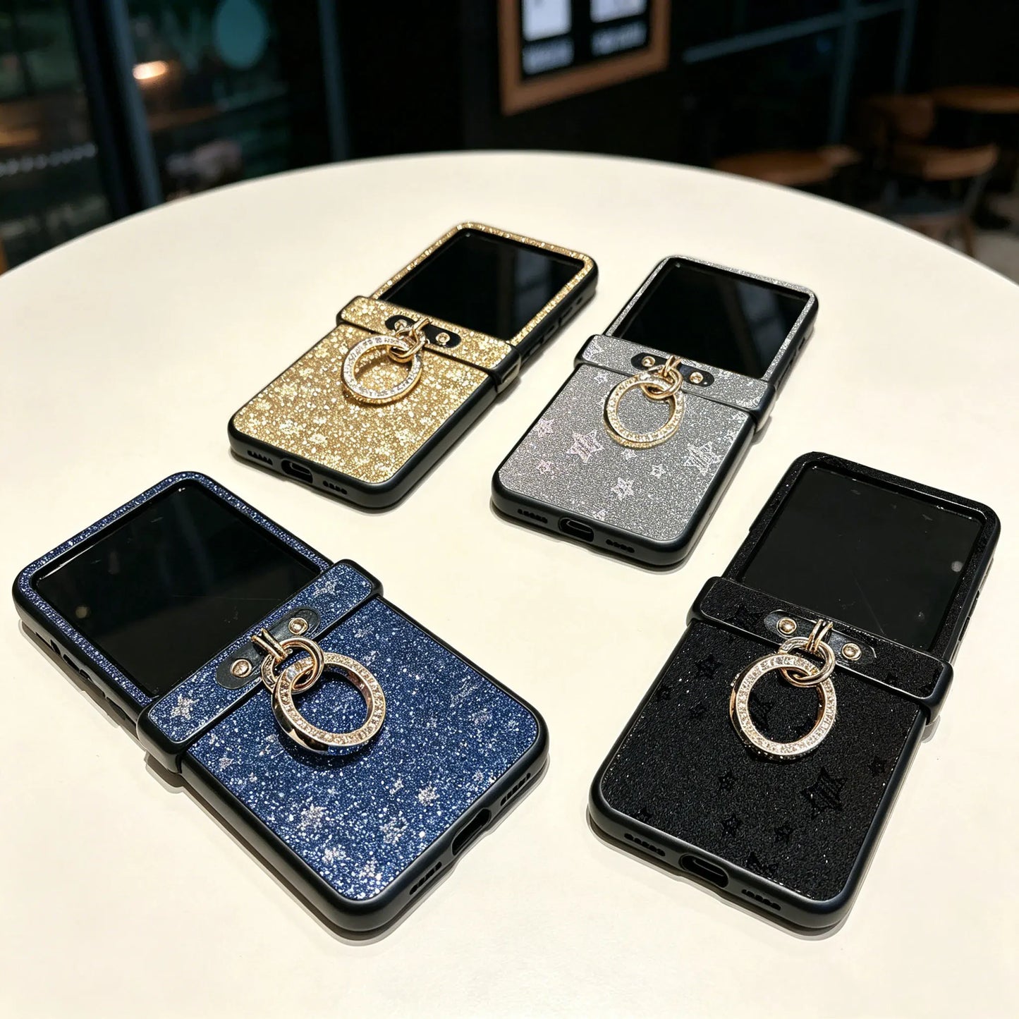 Luxury Twinkle twinkle Stars Phone Case for Motorola Razr 50 60 Ultra 2024 2025 + 2024 + 2025 with an Diamond-Plated Ring Buckle