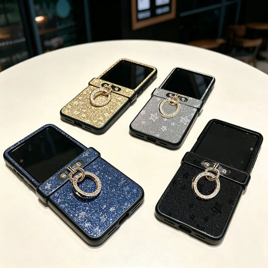 Luxury Twinkle twinkle Stars Phone Case for Motorola Razr 50 60 Ultra 2024 2025 + 2024 + 2025 with an Diamond-Plated Ring Buckle