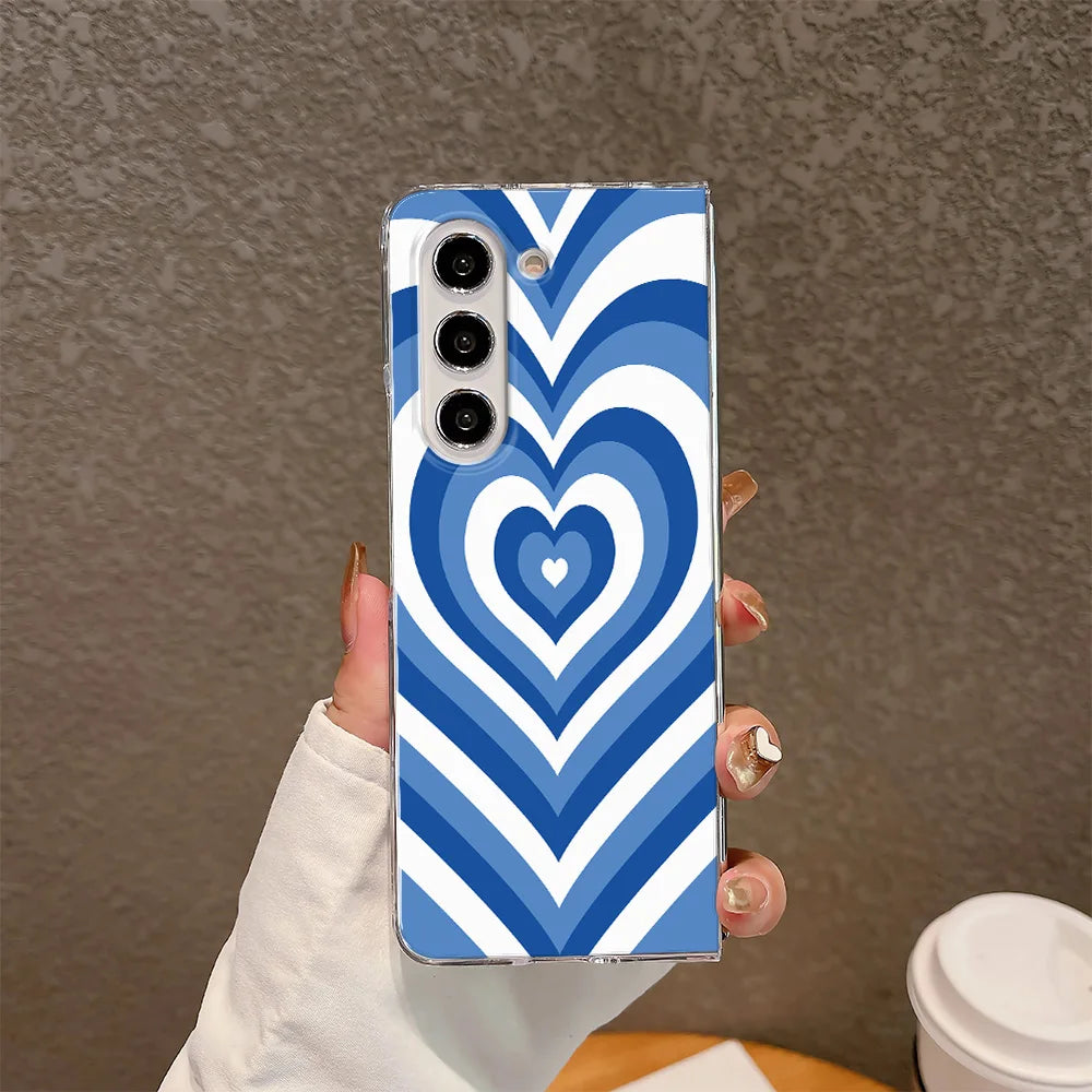 Cherry Heart Bowknot Clear Phone Case For Samsung Galaxy Z Fold 6 7 Fold 5 ZFold 4 3 2 ZFold SE W26 W25 Hard Folding Cover Funda