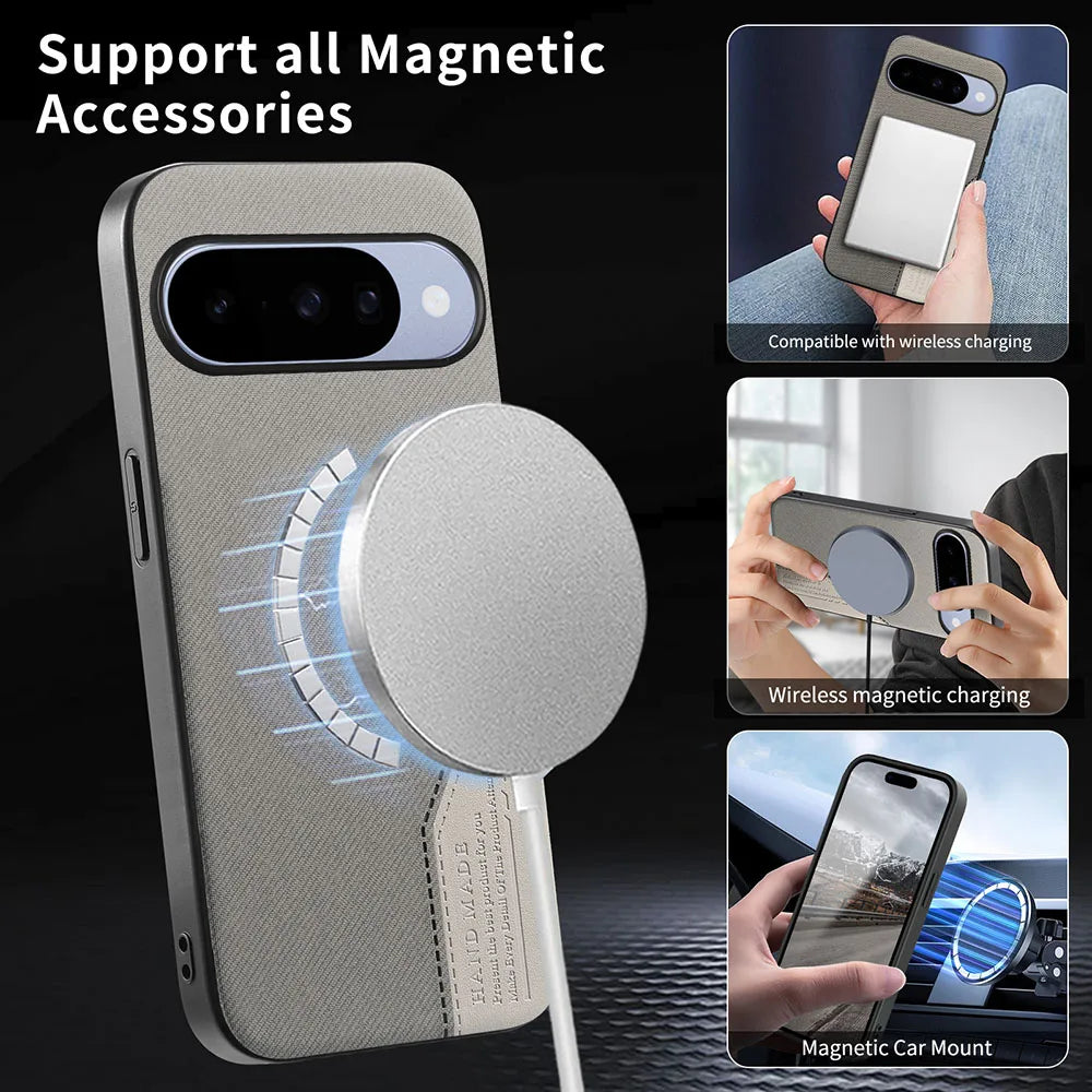 Luxury Fabric Leather Splicing Magnetic Case For Google Pixel 10 Pro XL 10A 9 9A Protective Phone Back Cover