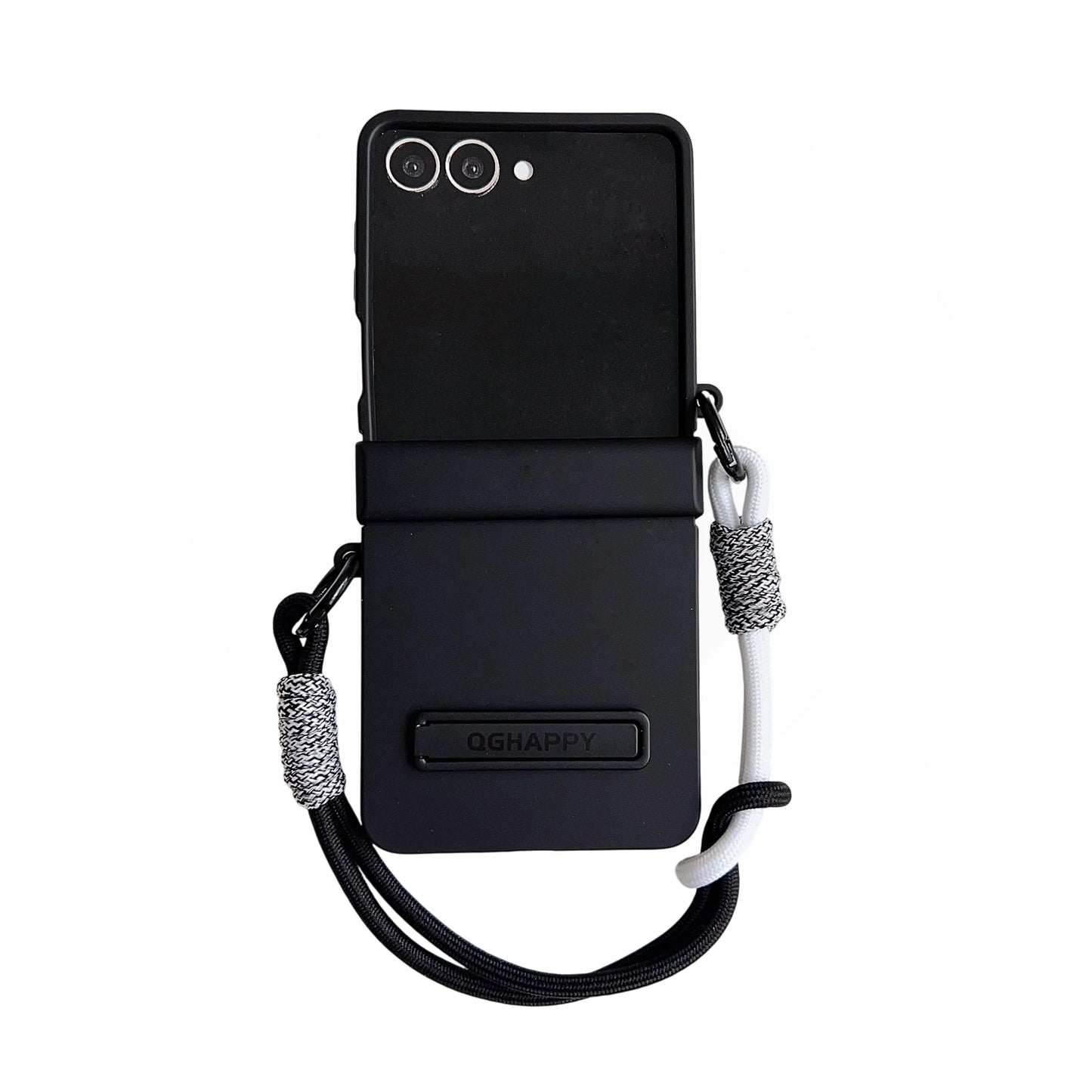 Korean Cute Gradient Color Phone Case For Samsung Galaxy Z Flip 7 6 5 4 3 ZFlip7 Flip6 5G Anti-lost Hand Strap Holder Back Cover