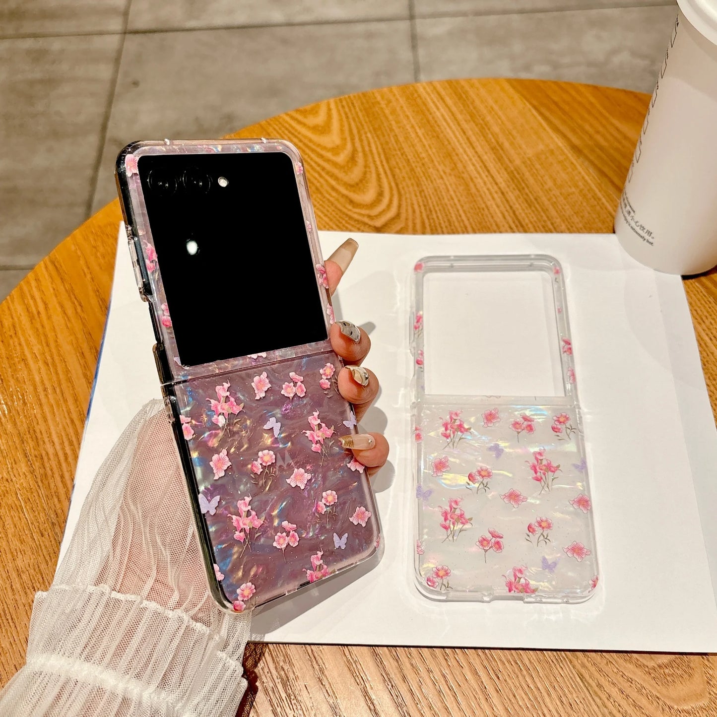 Case For Motorola Razr 50 Ultra 60 Ultra 2025 Plus 2024 Plus Shell Pattern Pink White Background Small Flowers Hard PC Cover