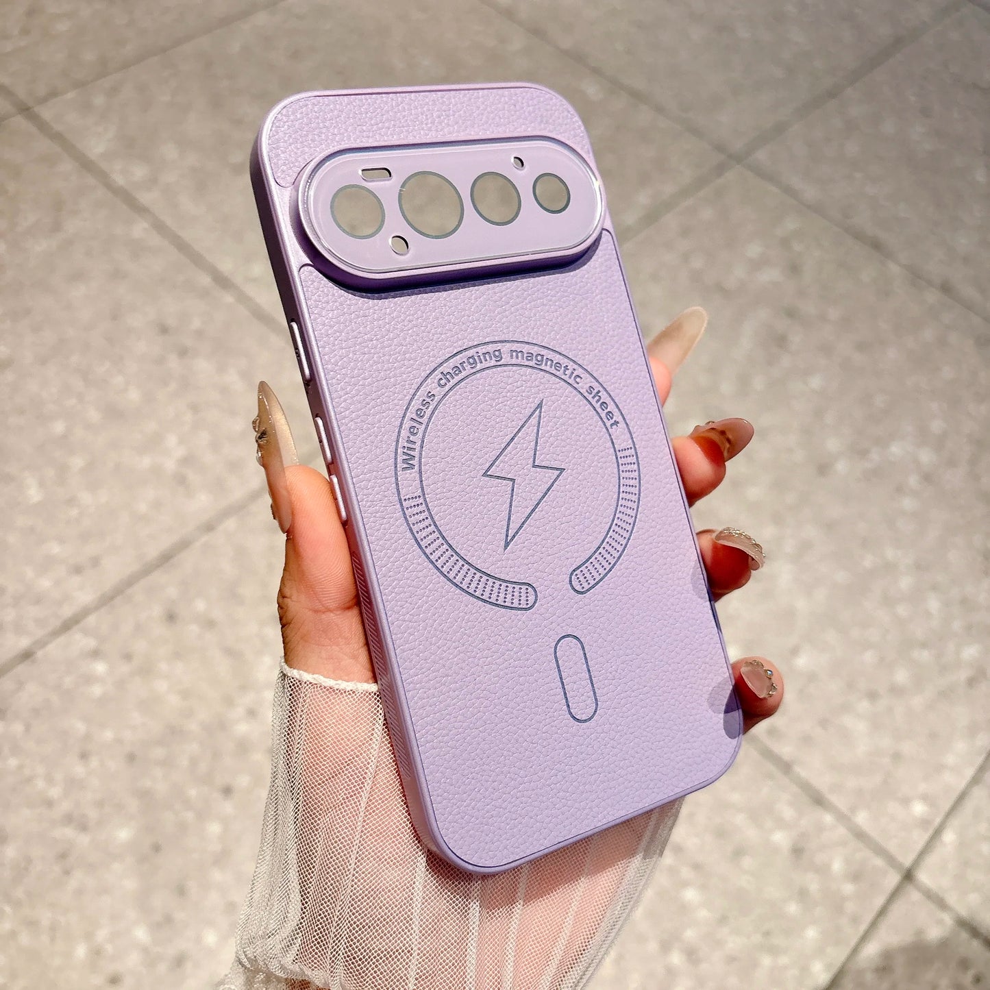 Original Embossed Lightning Leather Magnetic Phone Case For Google Pixel 8 9 10 11 Pro XL 10A 9A 8A For Magsafe Shockproof Cover