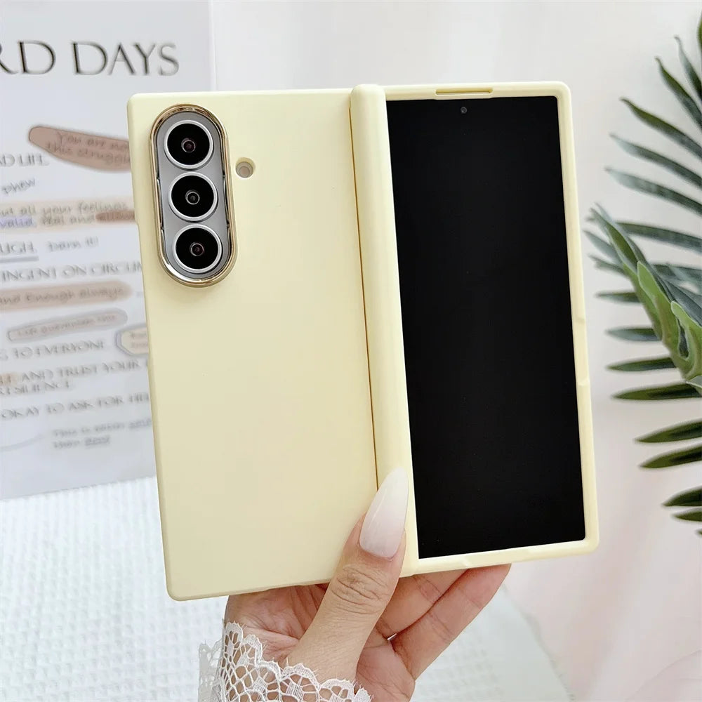 Luxury For MagSafe Flip Hinged Protection Phone Case for Samsung Galaxy Z Fold 8 7 6 5 Wireless Charging Solid Color Matte Cover