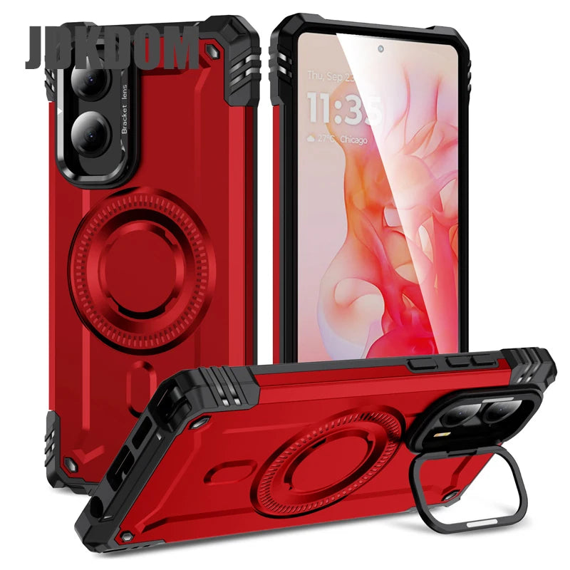 JDKDOM Military Shockproof Bracket Phone Magnetic Case For Motorola G Play G Power 2025 G Stylus 5G 2024 G Pure G 5G 2023 Cover