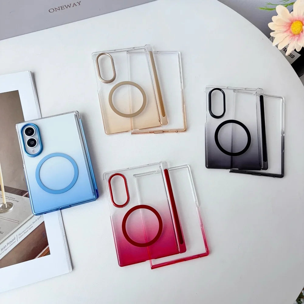 Luxury Gradient Color Clear Slim for Magsafe Case For Samsung Z Fold 8 Ultra 7 6 5 Fold8 Wide Ultra Thin Hinge Protection Cover