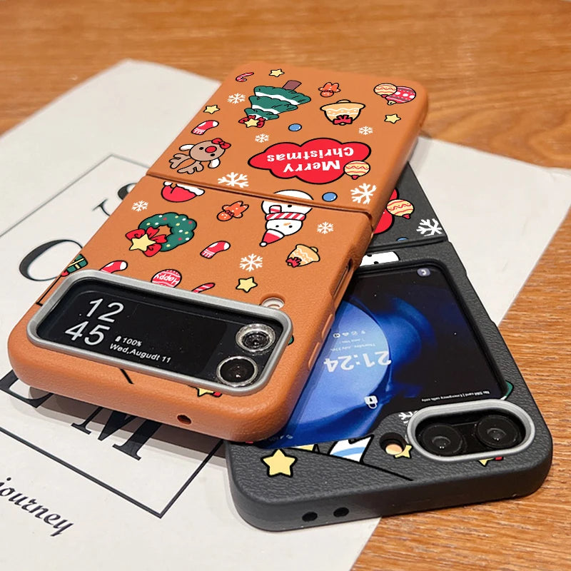 Merry Christmas Print Phone Case For Samsung Galaxy Z Flip 7 4 5 6 3 5G Folding Soft TPU Cover For Samsung Z Flip7 Flip6 Flip5