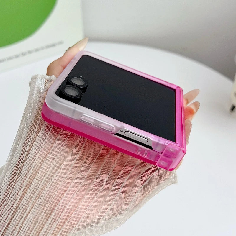 Candy Color Gradient Case For Samsung Galaxy Z Flip 7 6 5 4 3 7 5G Flip7 FE Skin Feel 3-piece Set Translucent Frosted Back Cover