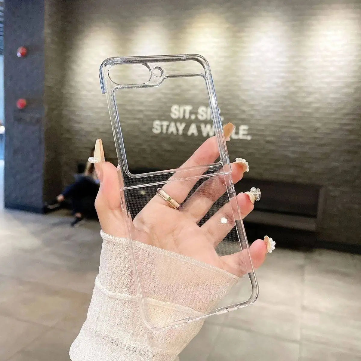 Art Van Gogh Sunflower Cat Oil Painting Phone Case For Samsung Galaxy Z Flip 6 5 7 3 4 Clear Hard PC Folding Cover For Z Flip 5