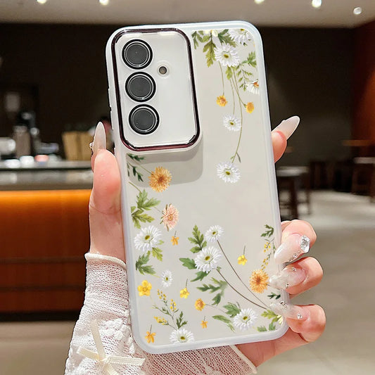 Flower Pattern Soft TPU Case For Samsung Galaxy A56 A55 A54 A15 A16 A25 A35 A36 A53 5G S25 S24 Ultra S21 S23 S24 FE Phone Cover