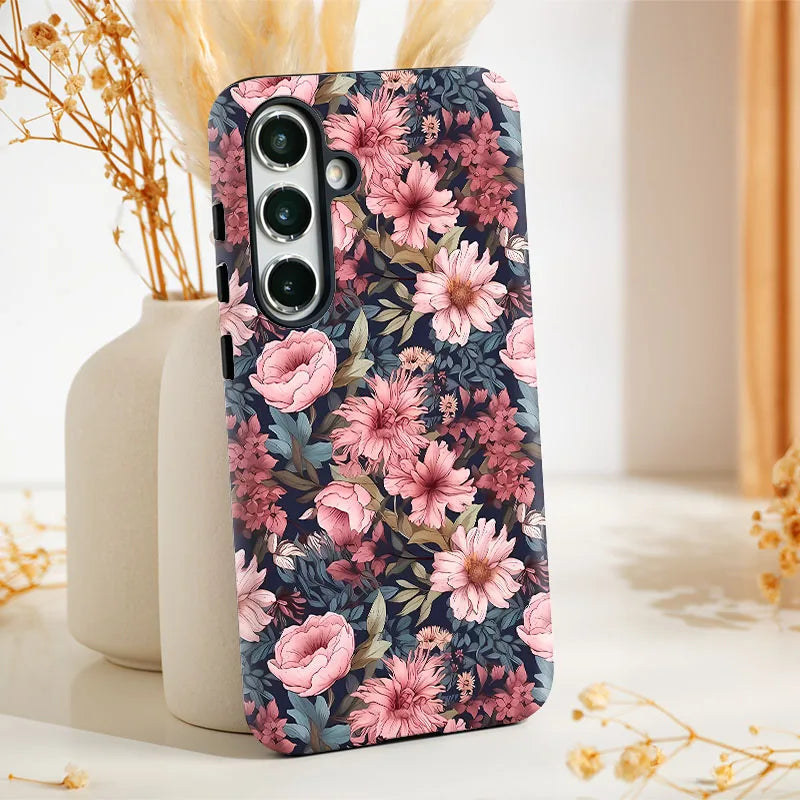 2 IN 1 Film shell Case For Samsung S25 S24 S23 S22 S21 Plus Ultra S25 Edge S20 FE A56 A16 15 26 36 Gorgeous Flowers Phone Cover