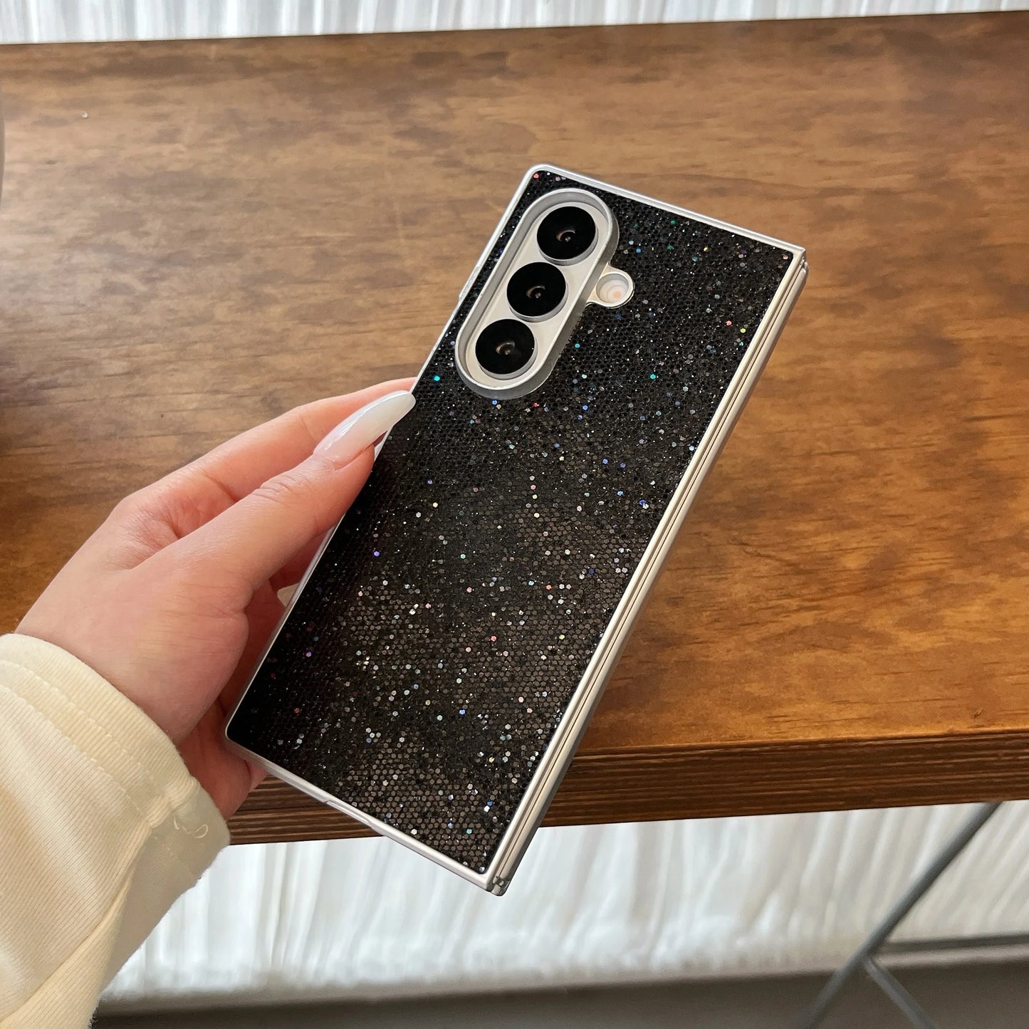 for Samsung Galaxy Z Fold 7 6 5 4 3 fold7 fold6 Bling Phone Case Plating Glitter Luxury Shockproof Cover