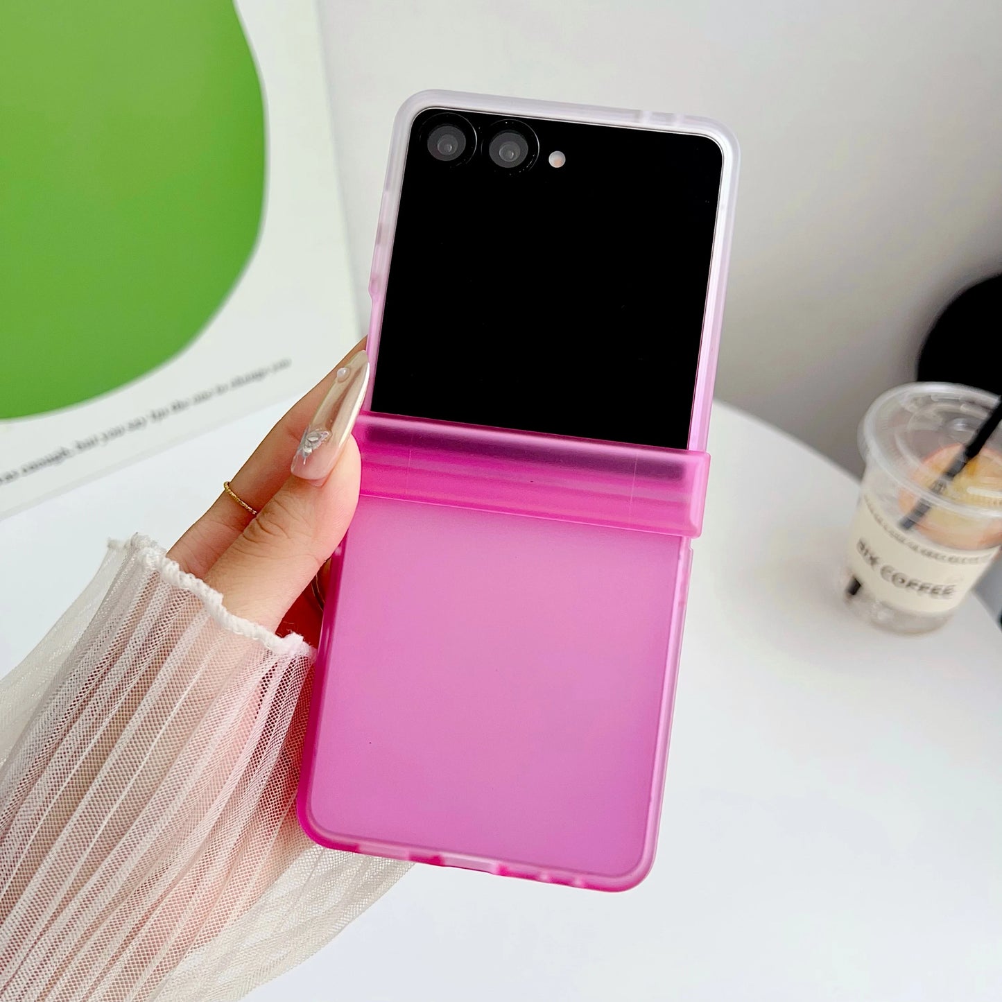 Candy Color Gradient Case For Samsung Galaxy Z Flip 7 6 5 4 3 7 5G Flip7 FE Skin Feel 3-piece Set Translucent Frosted Back Cover