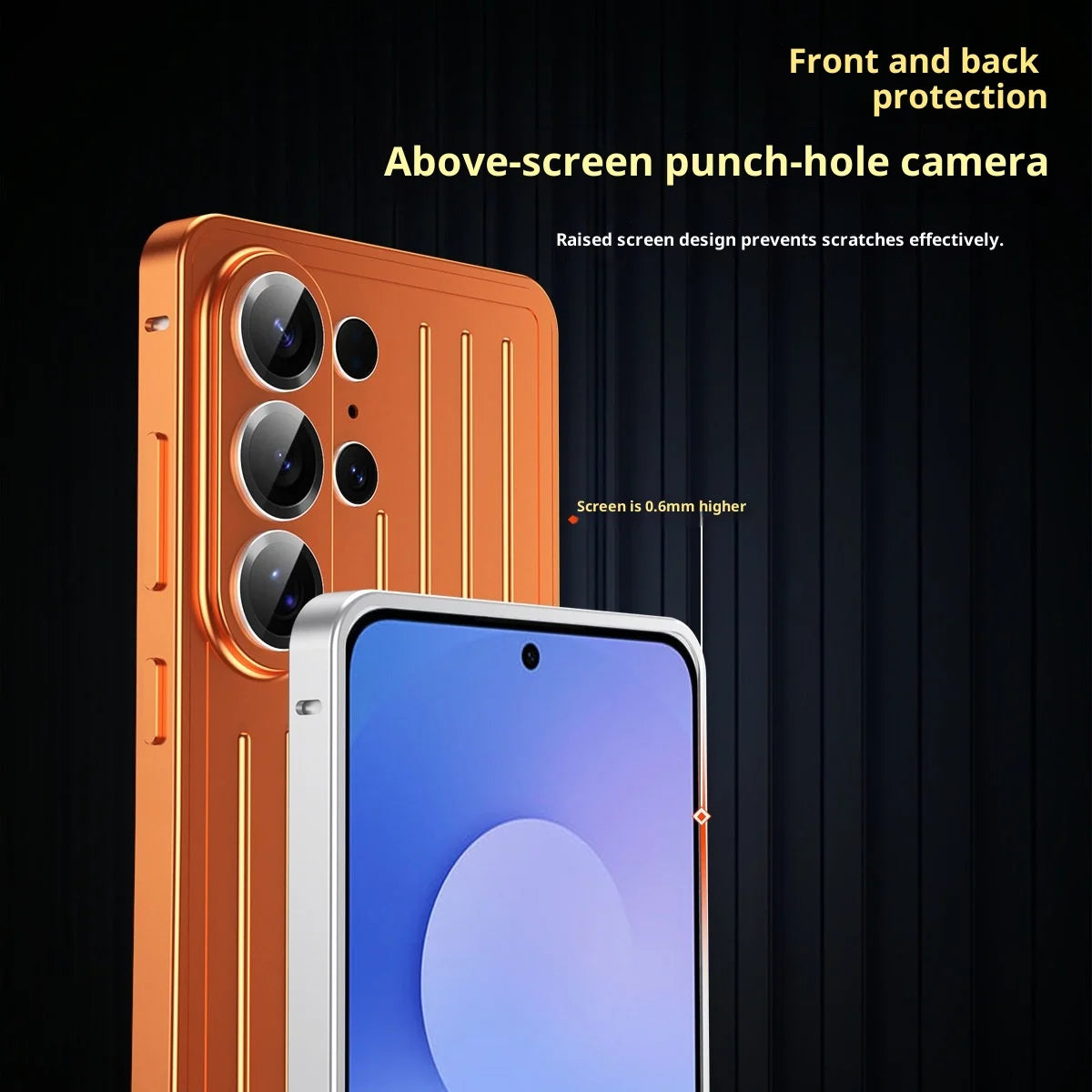 Aluminum Alloy Frame 3D Striped Cover Plate 2in1 Phone Case for Samsung Galaxy S26 Ultra S26 Shockproof Corrugated Luggage Cover
