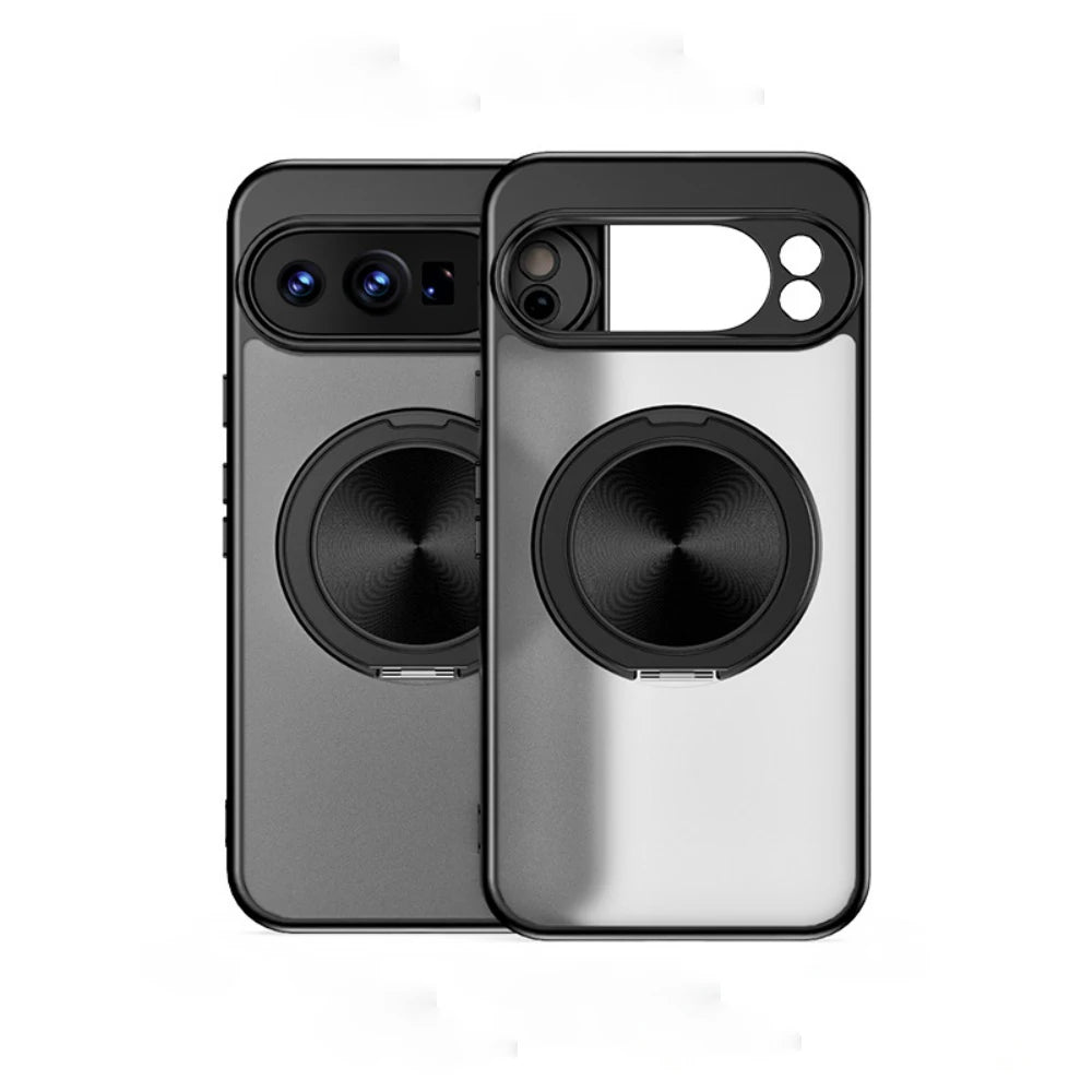 Luxury 360 Rotate Bracket Case for Google Pixel 10 Pro XL 9A Slim Matte Translucent Stand Holder PC Shockproof Cover