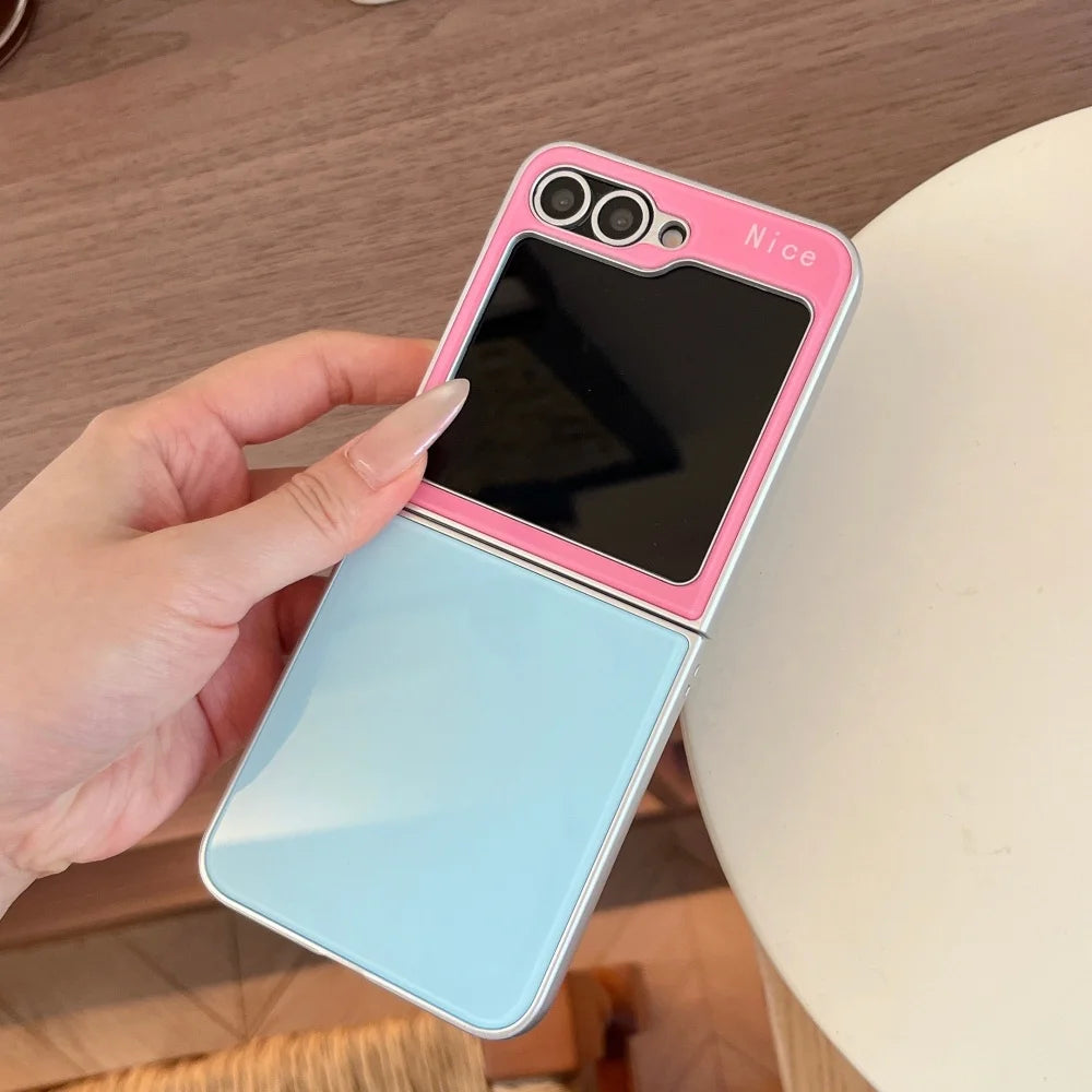 Cute INS Dopamine Colors Gradient Case for Samsung Galaxy Z Flip 8 6 5 Flip 7 3 4 Zflip8 Acrylic Hard Shockproof Cover