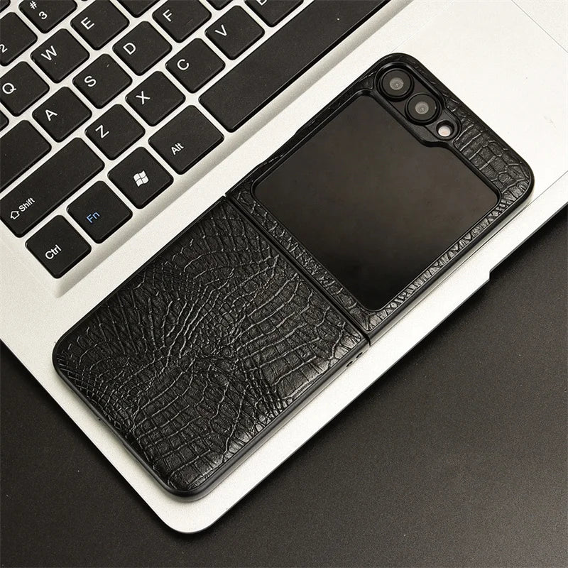 For Samsung Galaxy Z Flip 7 FE Case Luxury Crocodile pattern PU leather Case For Samsung Z Flip 7 FE Phone Case Back Cover